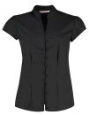 Tailored Fit Poplin Contintental Blouse Mandarin Collar Cap Sleeve, Kustom Kit KK727 // K727