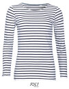 Women&acute;s Long Sleeve Striped T-Shirt Marine, SOL&acute;S 1403 // L01403