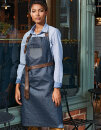 Division Waxed Look Denim Bib Apron With Faux Leather,...