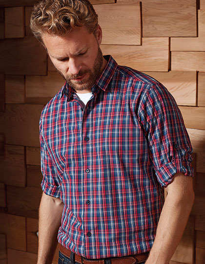 Men&acute;s Sidehill Check Long Sleeve Cotton Shirt, Premier Workwear PR256 // PW256